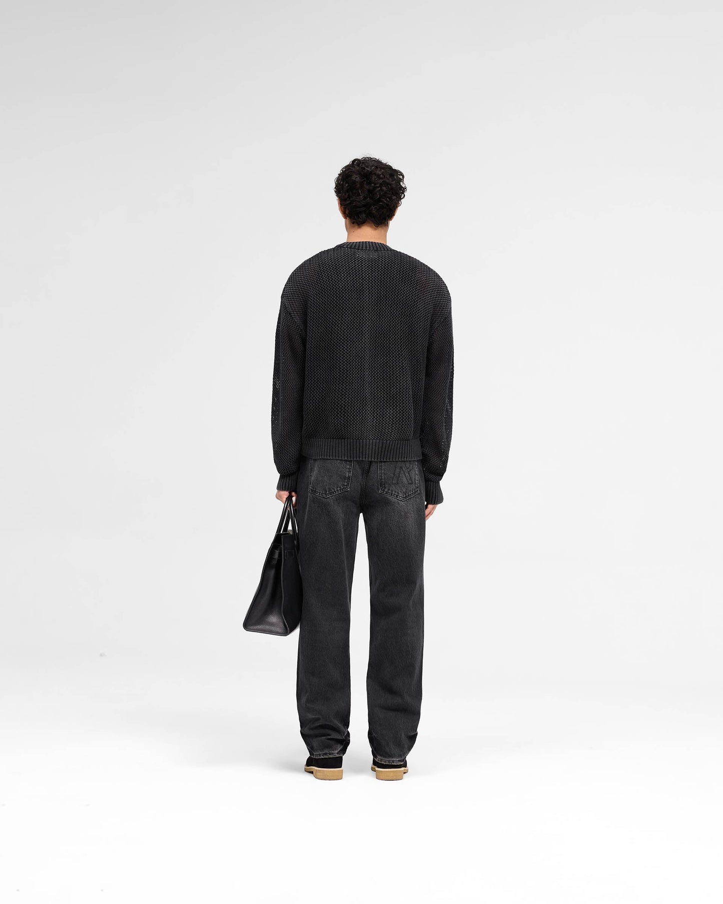Open Gauge Knit Sweater - Jet Black