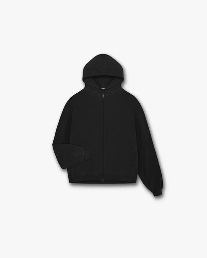Initial Zip Hoodie - Jet Black