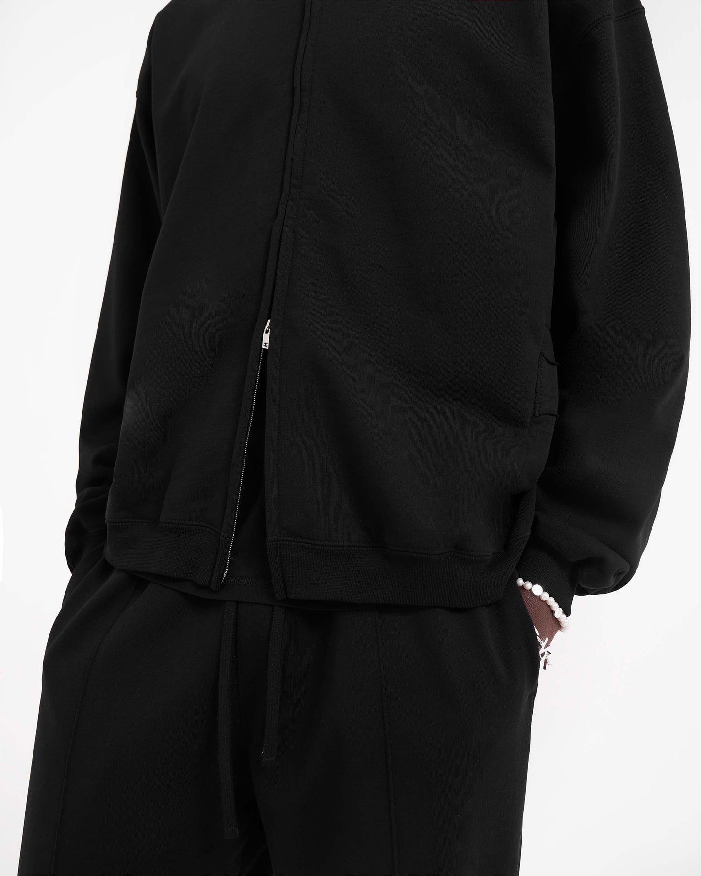 Initial Zip Hoodie - Jet Black