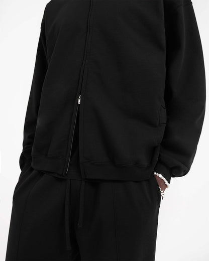Initial Zip Hoodie - Jet Black