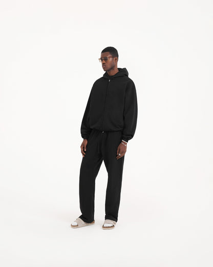 Initial Zip Hoodie - Jet Black