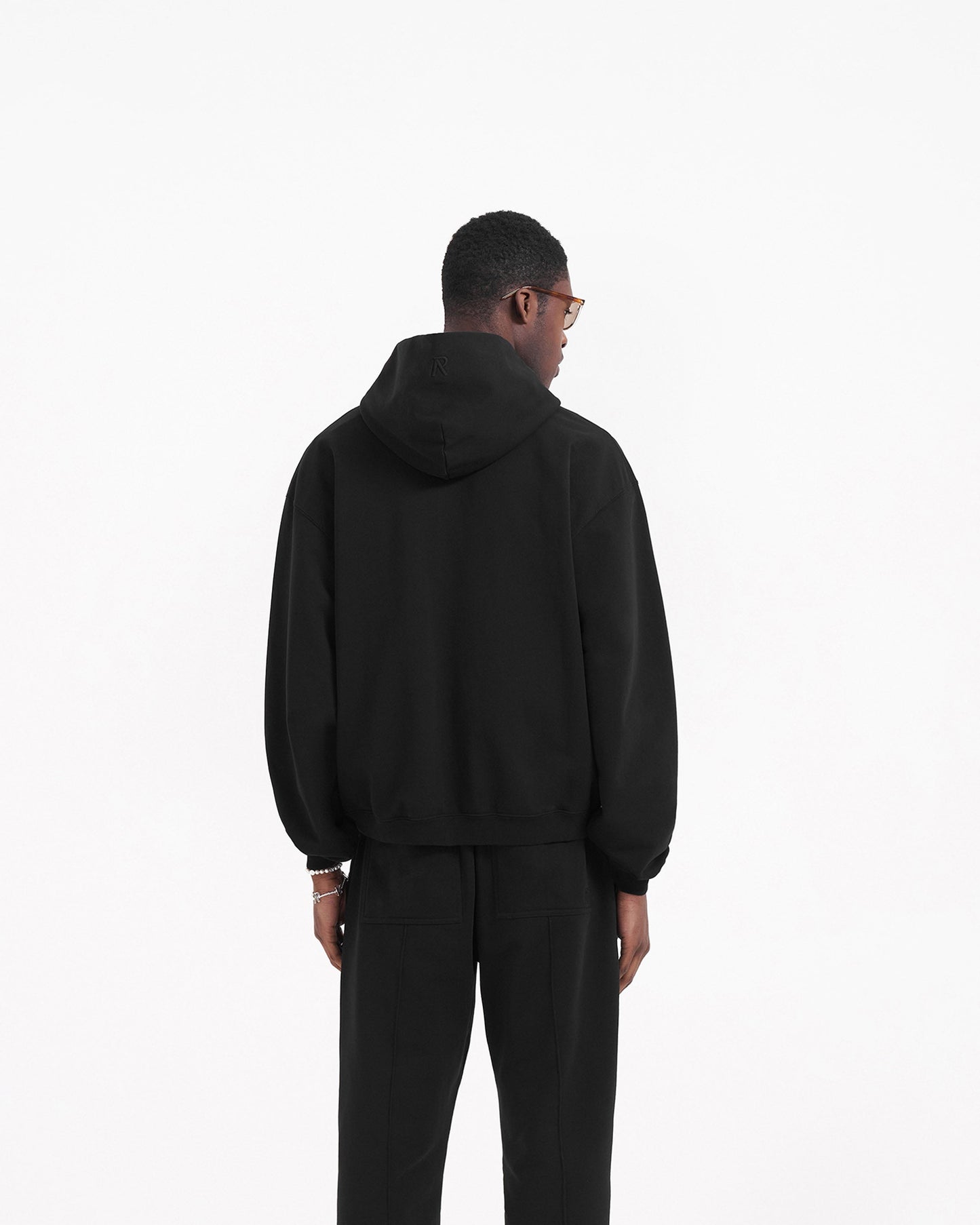 Initial Zip Hoodie - Jet Black