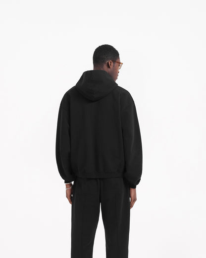 Initial Zip Hoodie - Jet Black