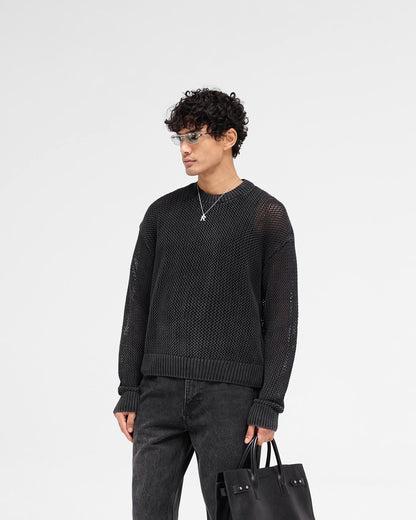 Open Gauge Knit Sweater - Jet Black