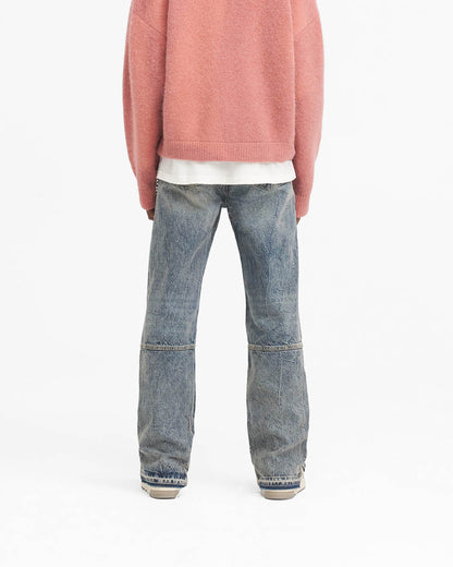 R2 Stepped Hem Denim - Mid Blue