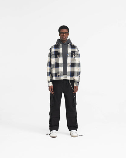 All Over Initial Flannel Shirt - Blue Check