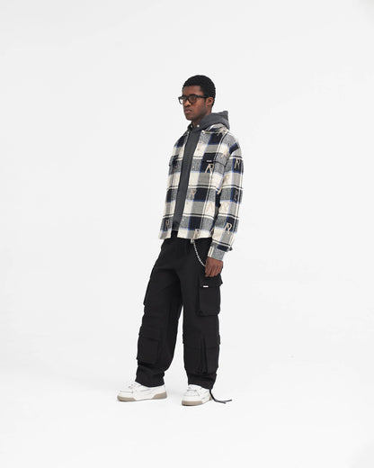 All Over Initial Flannel Shirt - Blue Check