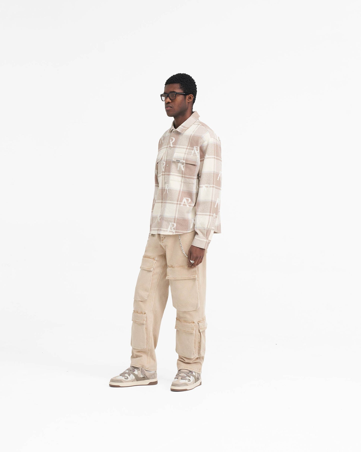 All Over Initial Flannel Shirt - Cashmere