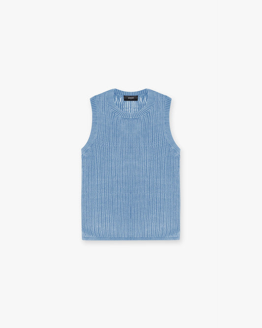 Washed Knit Vest - Sky Blue