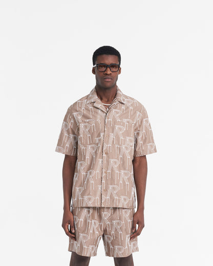 Embroidered Initial Overshirt - Washed Taupe