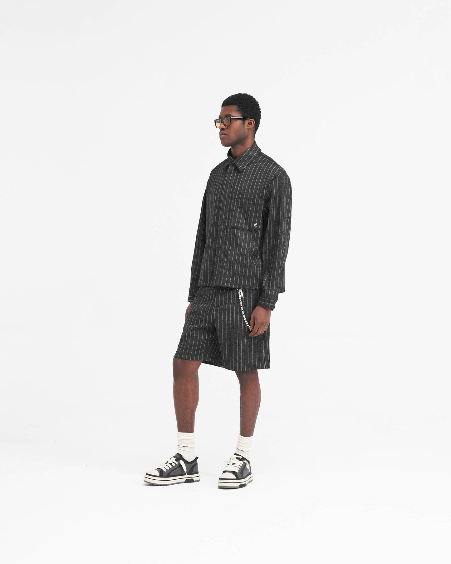 Tailored Short - Black Pinstripe