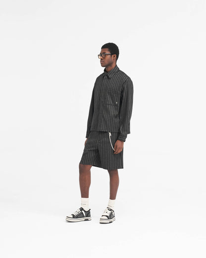 Tailored Short - Black Pinstripe